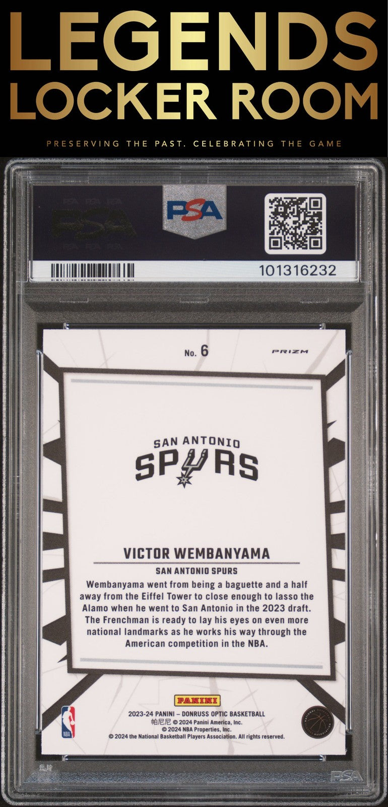 2023 Panini Donruss Optic My House #6 Victor Wembanyama My House-Holo PSA 8