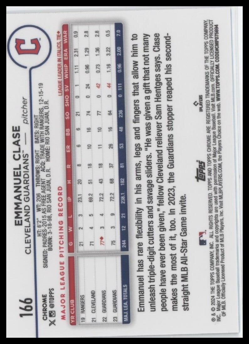 2024 Topps Chrome #166 Emmanuel Clase