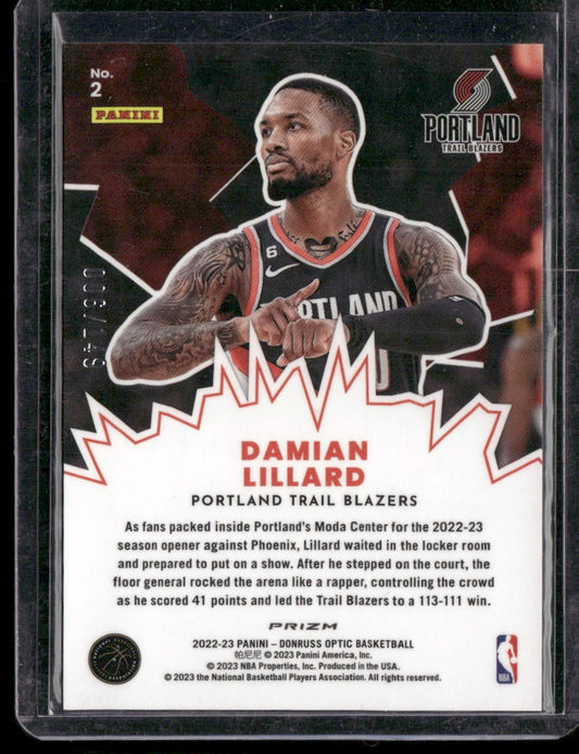 2022-23 Donruss Optic #2 Damian Lillard My House Lime Green #/149