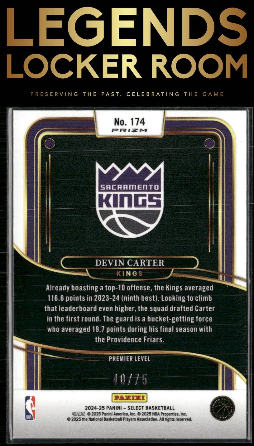 2024-25 Panini Select #174 Devin Carter Neon Green Prizm #/75