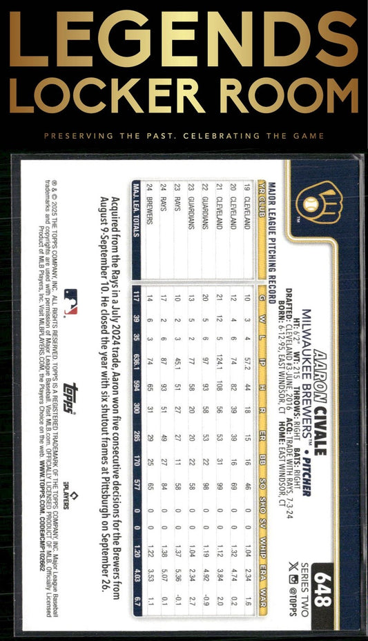 2025 Topps #648 Aaron Civale Sandglitter