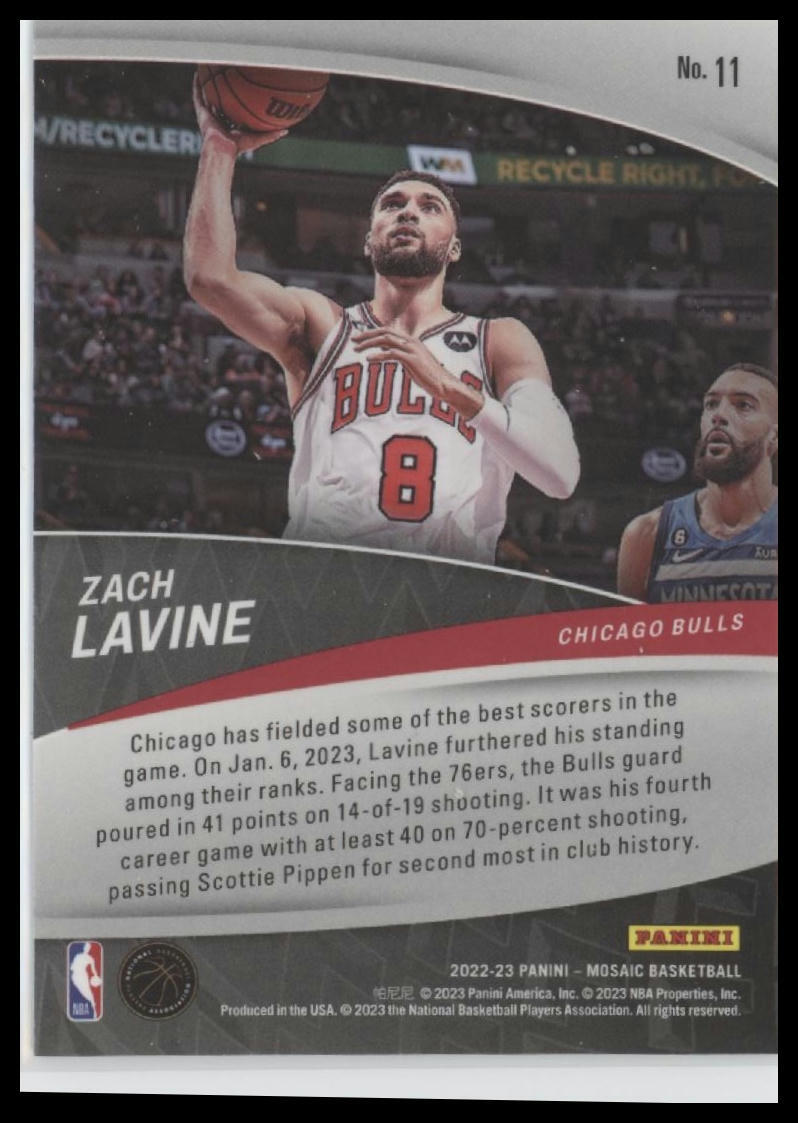 2022-23 Panini Mosaic #11 Zach LaVine Elevate