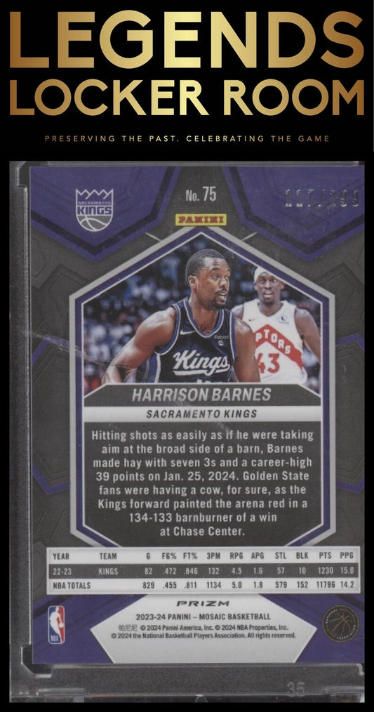 2023-24 Panini Mosaic #75 Harrison Barnes Red Seismic #/299