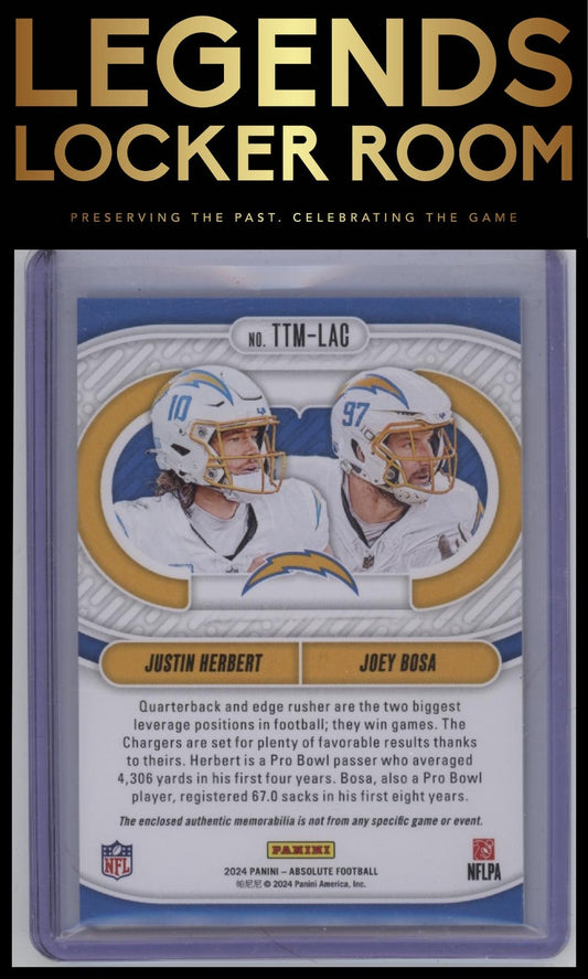 2024 Panini Absolute #TTM-LAC Justin Herbert / Joey Bosa Team Tandem Materials