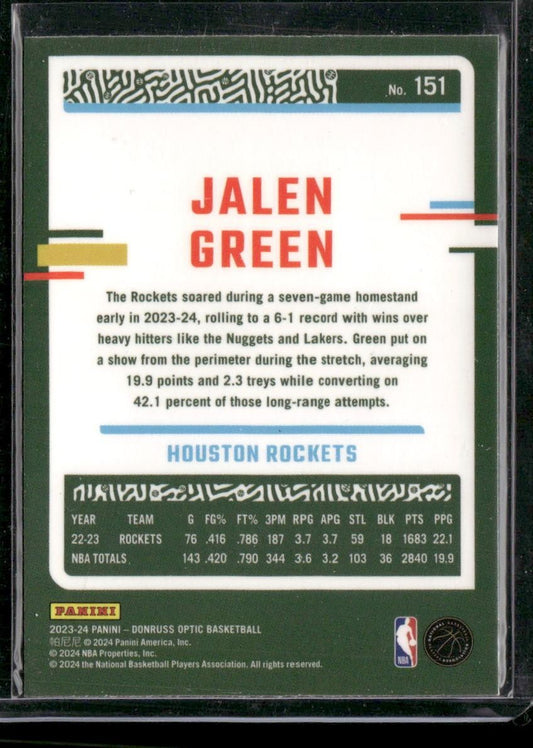 2023-24 Donruss Optic #151 Jalen Green