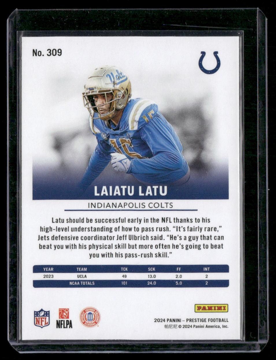 2024 Panini Prestige #309 Laiatu Latu Galaxy Xtra Points