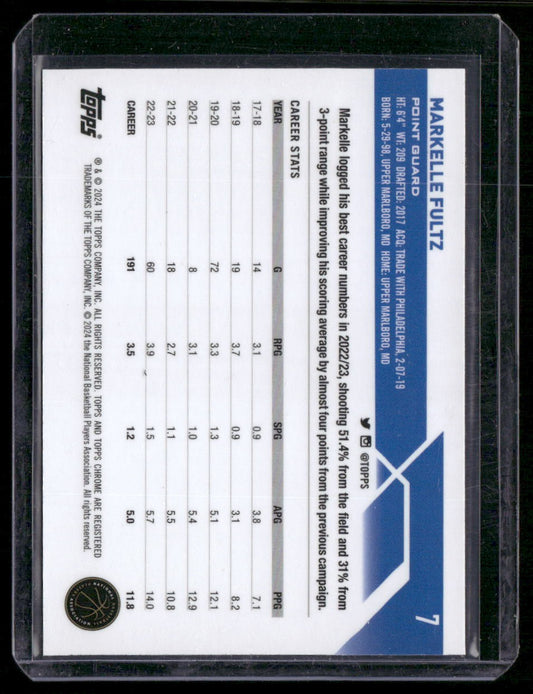 2023-24 Topps Chrome Sapphire Edition #7 Markelle Fultz Gold #/50