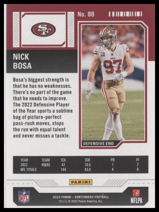 2023 Panini Contenders #88 Nick Bosa Season Ticket Red