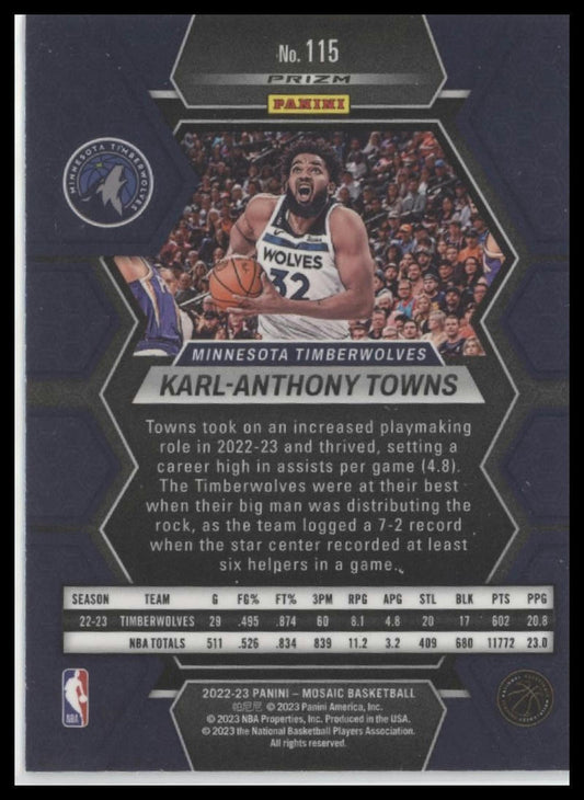 2022-23 Panini Mosaic #115 Karl-Anthony Towns Green
