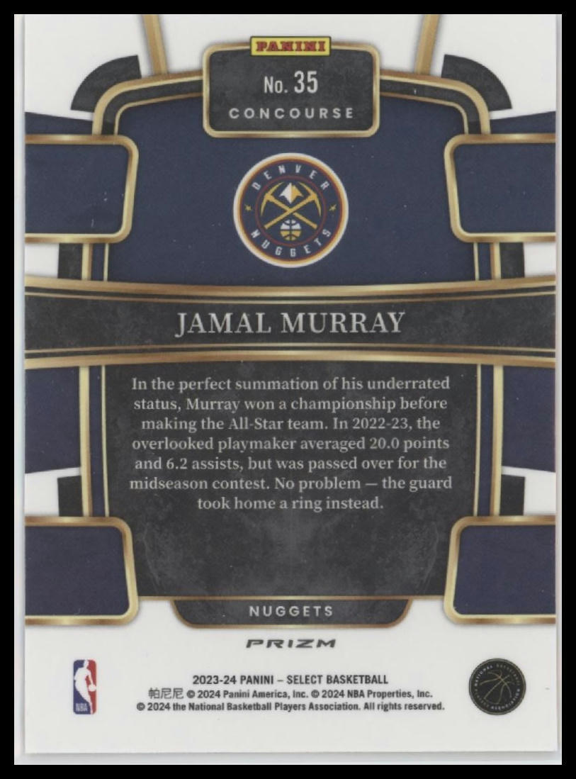 2023-24 Panini Select #35 Jamal Murray Orange Flash Prizms
