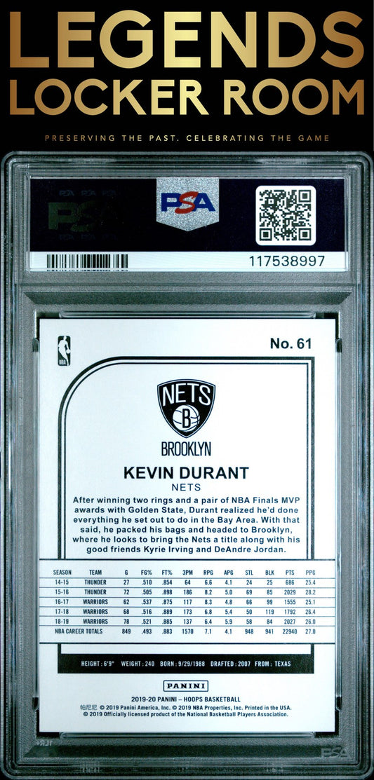 2019 Panini Hoops #61 Kevin Durant Gold Artist Proof 02/10 PSA 10