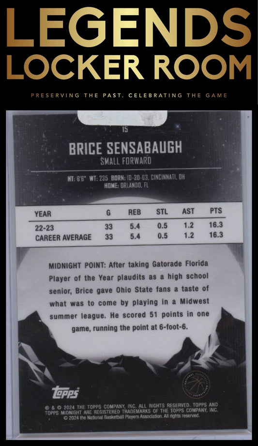 2023-24 Topps Midnight #15 Brice Sensabaugh /25