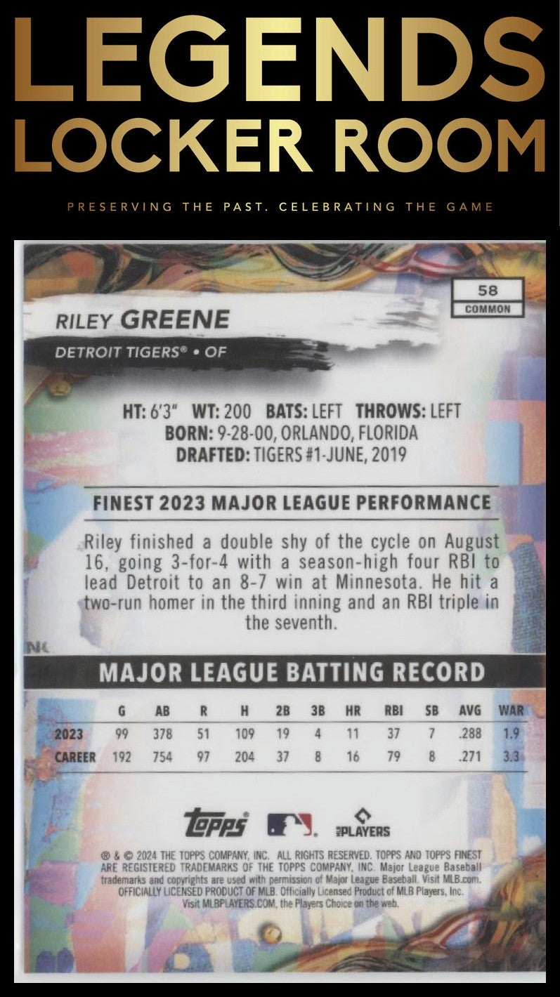 2024 Finest #58 Riley Greene