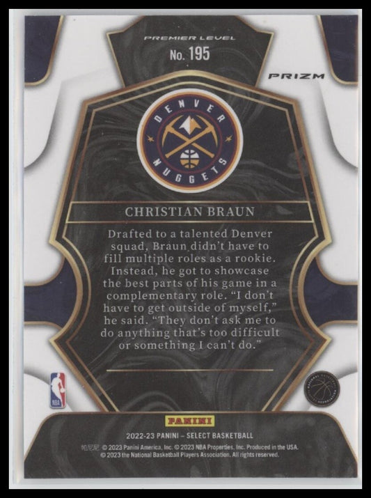2022-23 Panini Select #195 Christian Braun Blue Prizms