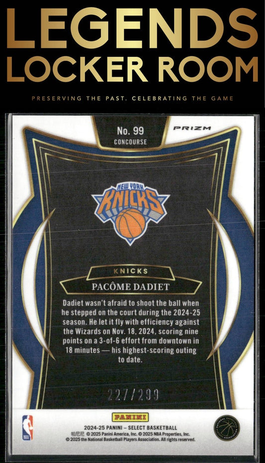 2024-25 Panini Select #99 Pacome Dadiet Light Blue Prizm #/299