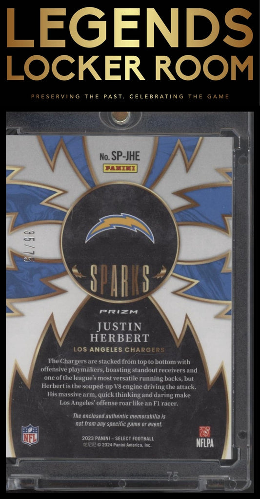 2023 Panini Select #SP-JHE Justin Herbert Sparks White Prizm #/75