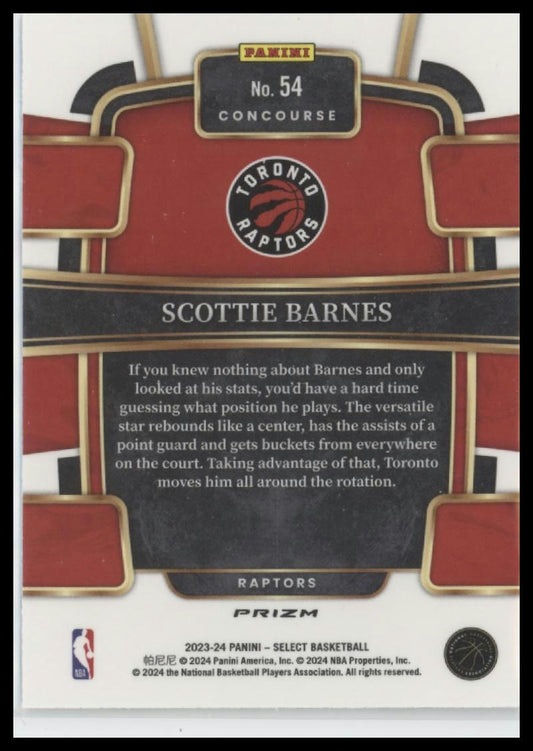 2023-24 Panini Select #54 Scottie Barnes Silver Prizms