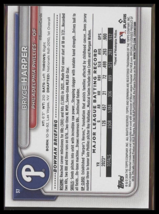 2024 Bowman #37 Bryce Harper