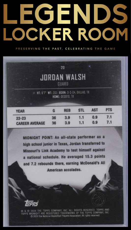 2023-24 Topps Midnight #20 Jordan Walsh Morning #/149