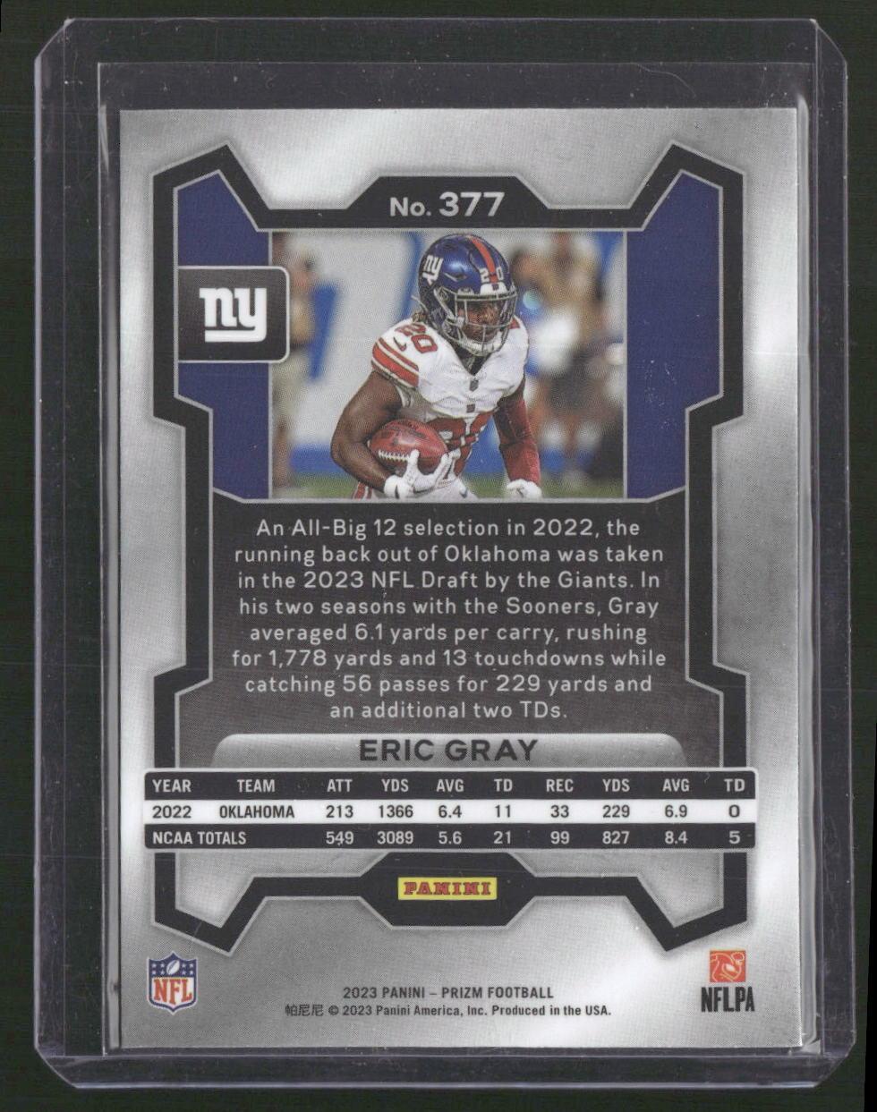 2023 Panini Prizm #377 Eric Gray