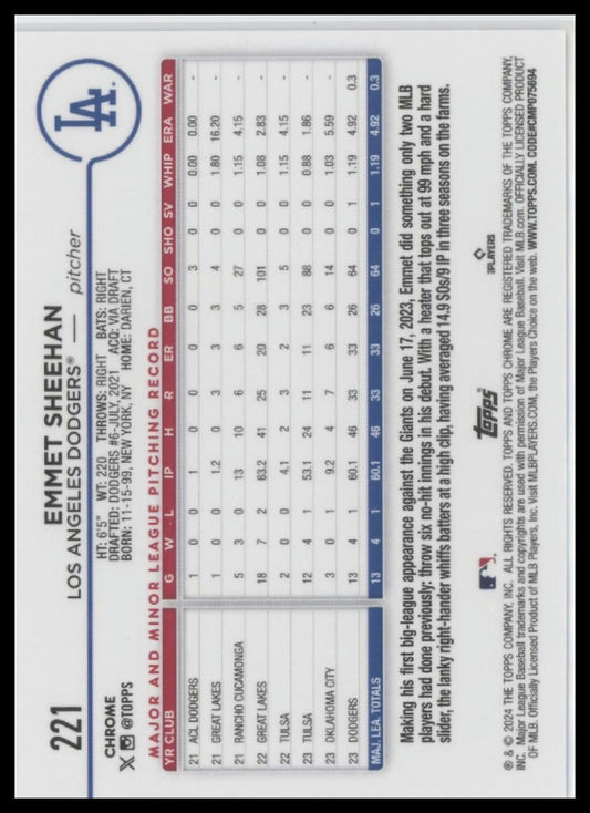 2024 Topps Chrome #221 Emmet Sheehan