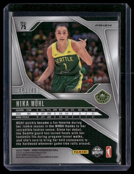 2024 Panini Prizm WNBA #75 Nika Muhl Pulsar Prizms #/499