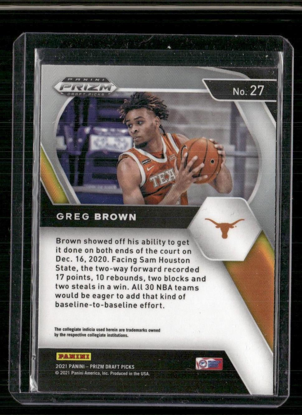 2021 Panini Prizm Draft Picks #27 Greg Brown III