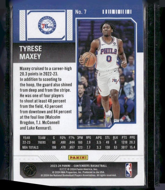 2023-24 Panini Contenders #7 Tyrese Maxey Season Ticket Retail