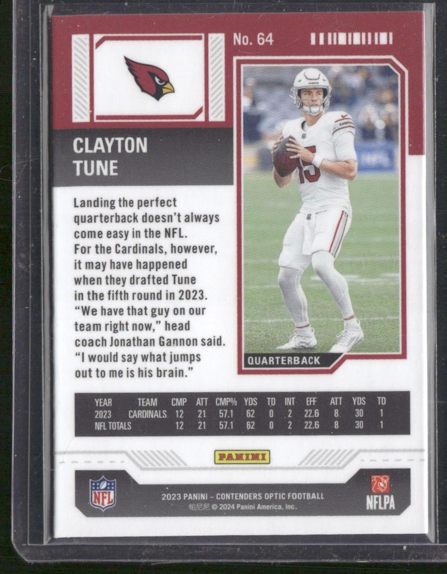 2023 Panini Contenders Optic #64 Clayton Tune