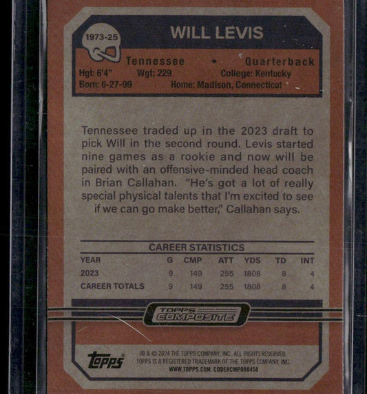 2023 Topps Composite #1973-25 Will Levis 1973 Topps Football