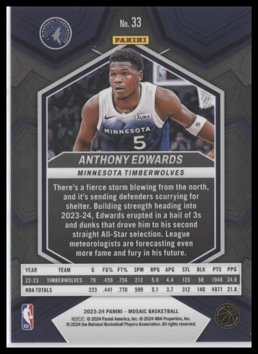2023-24 Panini Mosaic #33 Anthony Edwards