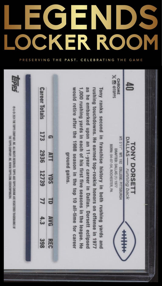 2024 Topps Chrome #40 Tony Dorsett Gold Geometric Refractor #/50