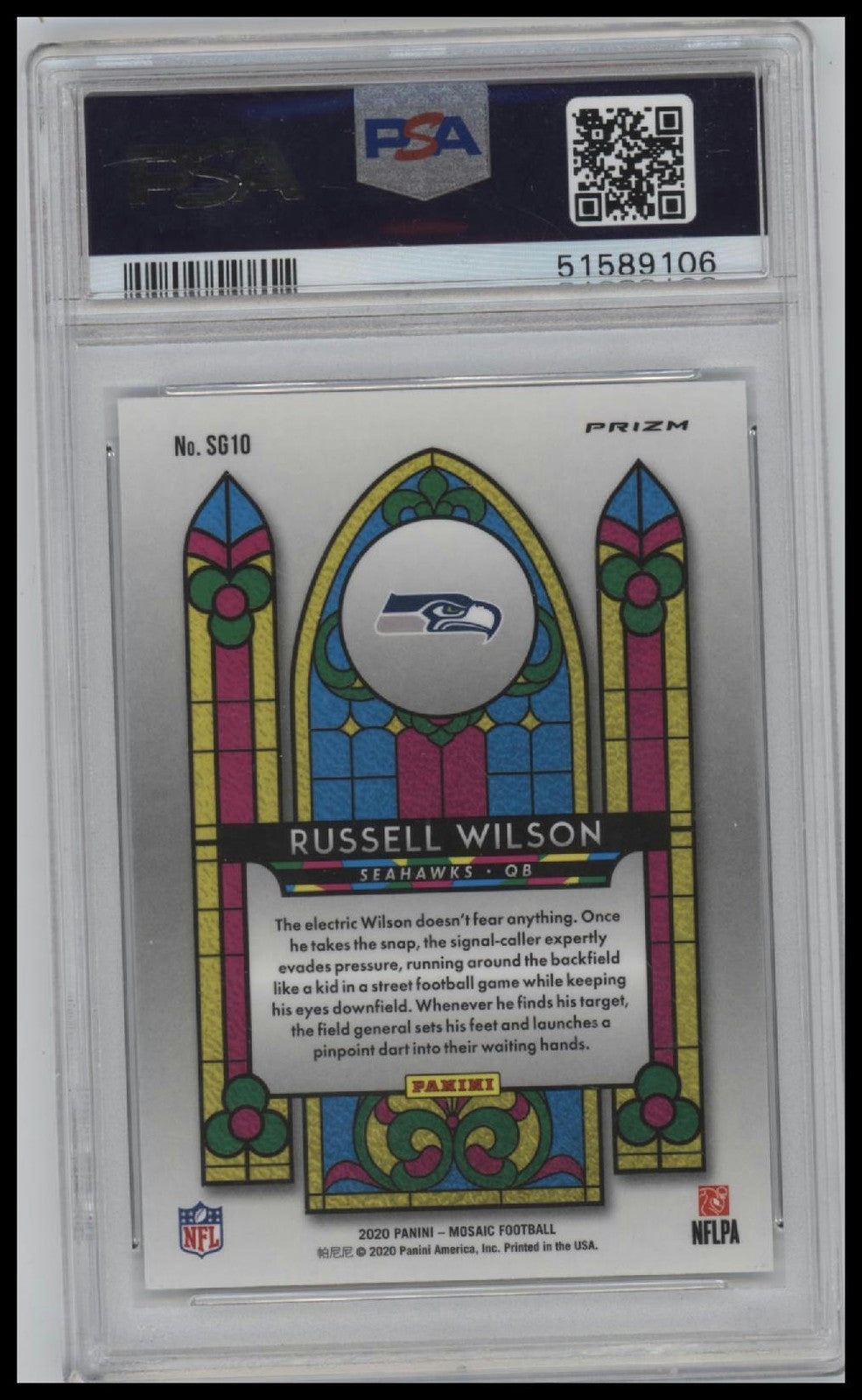 2020 Panini Mosaic Stained Glass #SG10 Russell Wilson Stained Glass PSA 9