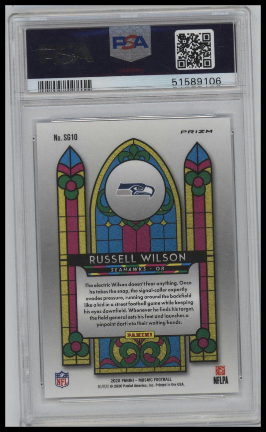 2020 Panini Mosaic Stained Glass #SG10 Russell Wilson Stained Glass PSA 9