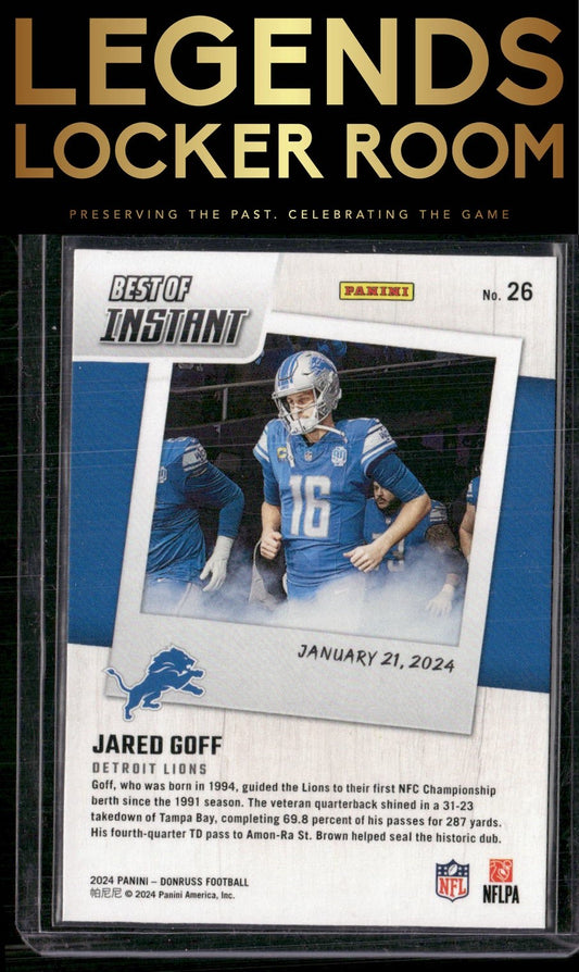 2024 Donruss #26 Jared Goff Best of Panini Instant