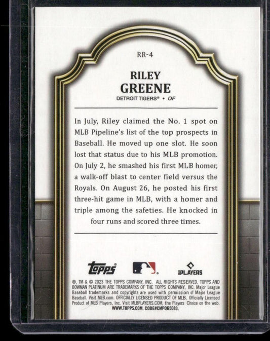 2023 Bowman Platinum #RR-4 Riley Greene Renowned Rookies