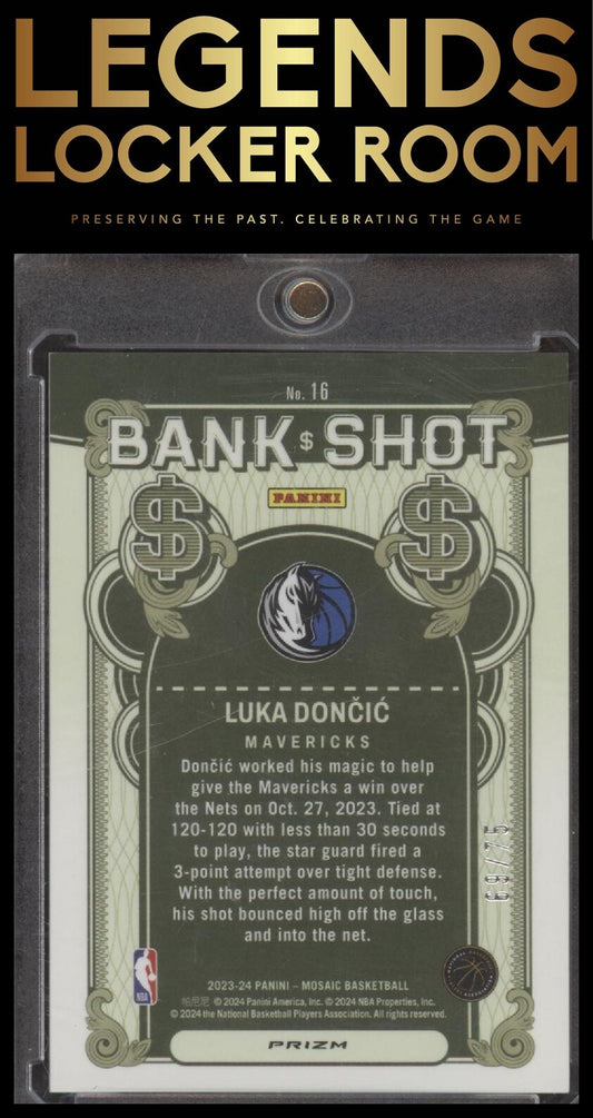 2023-24 Panini Mosaic #16 Luka Doncic Bank Shot Mosaic Teal #/75