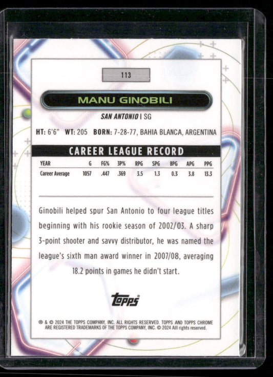 2023-24 Topps Chrome Cosmic #113 Manu Ginobili