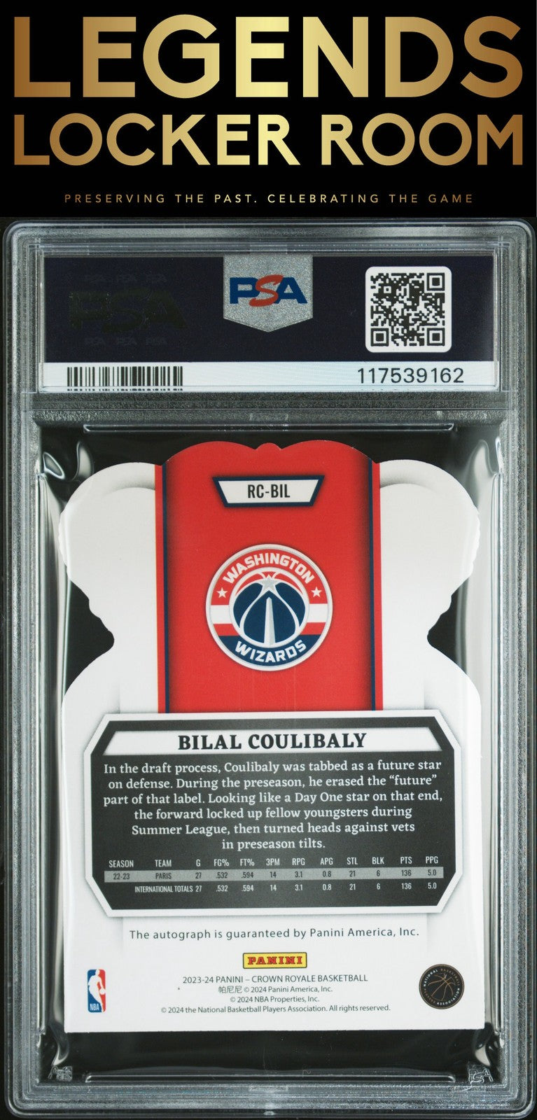 2023 Panini Crown Royale Rookie Crown Auto Bilal Coulibaly /49 Pink PSA 8