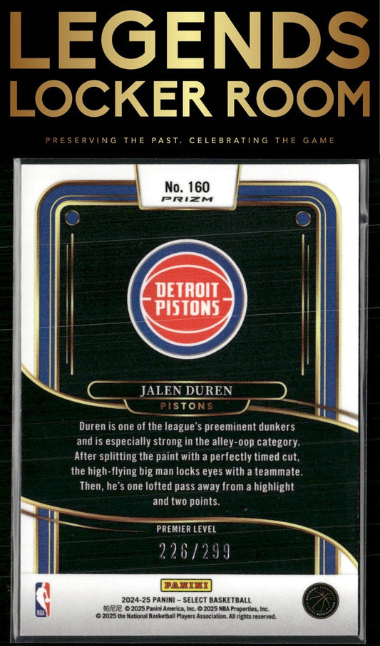 2024-25 Panini Select #160 Jalen Duren Light Blue Prizm #/299
