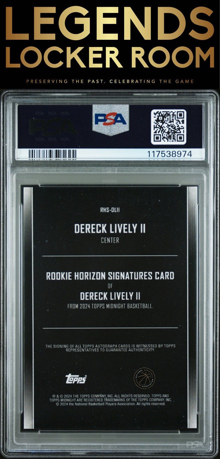 2023 Topps Midnight Rookie Horizon Signatures Dereck Lively II Dusk PSA 9