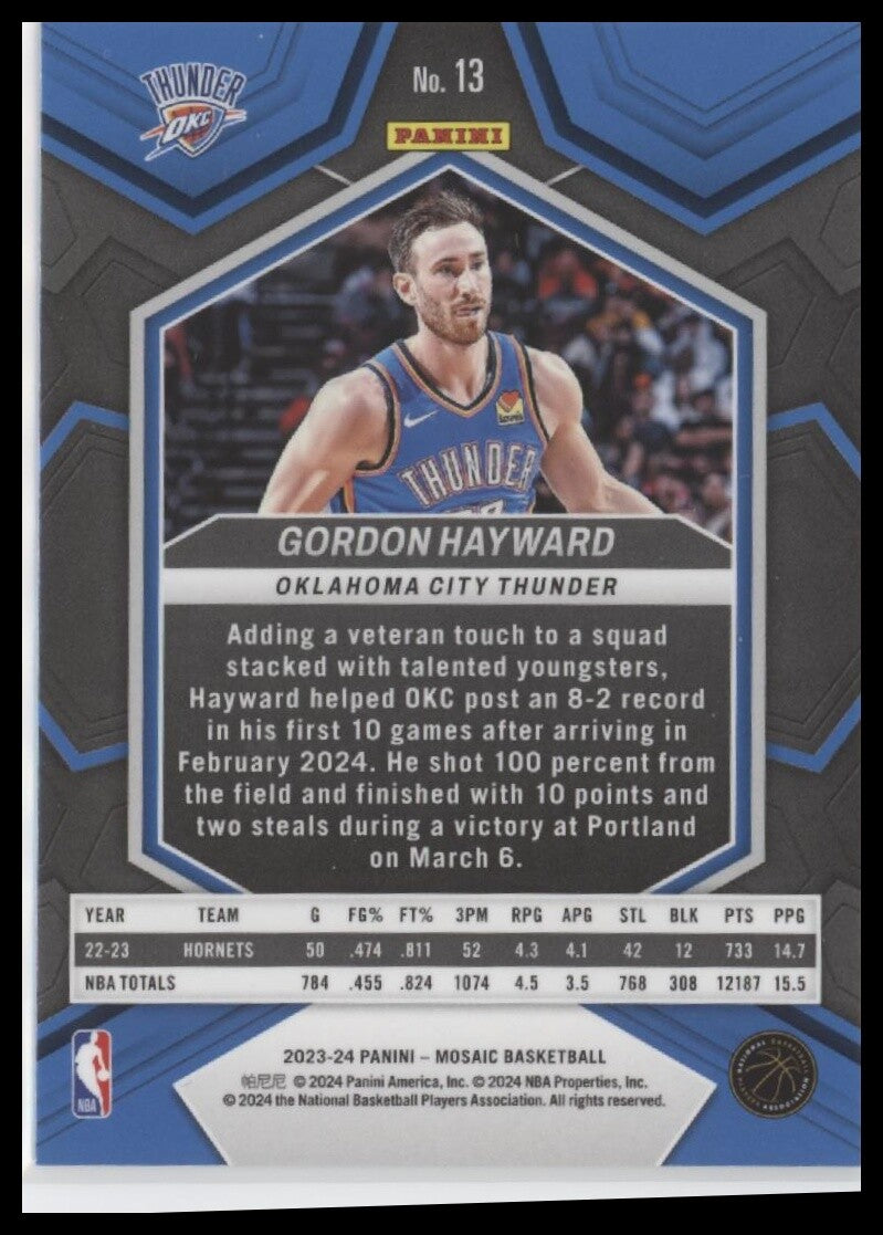 2023-24 Panini Mosaic #13 Gordon Hayward