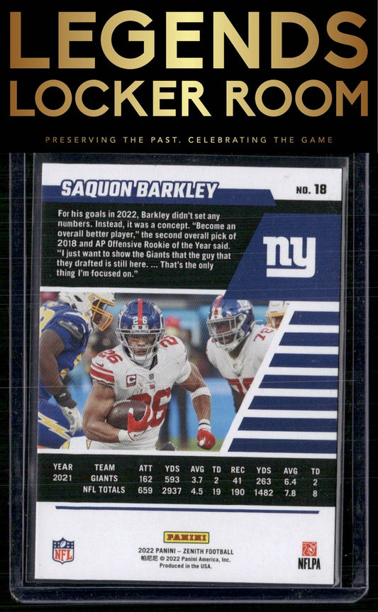 2022 Zenith #18 Saquon Barkley