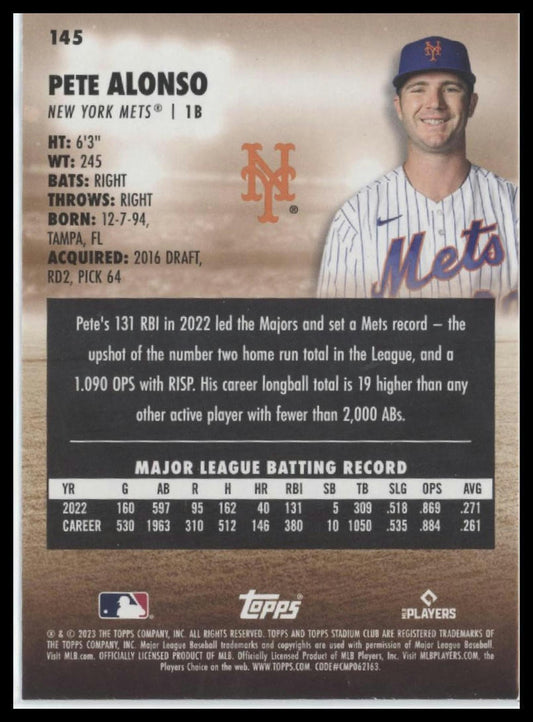 2023 Stadium Club #145 Pete Alonso