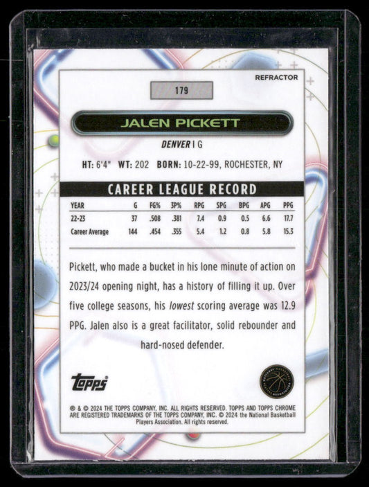 2023-24 Topps Chrome Cosmic #179 Jalen Pickett Refractors