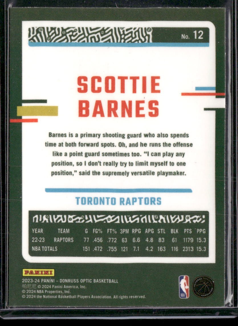 2023-24 Donruss Optic #12 Scottie Barnes