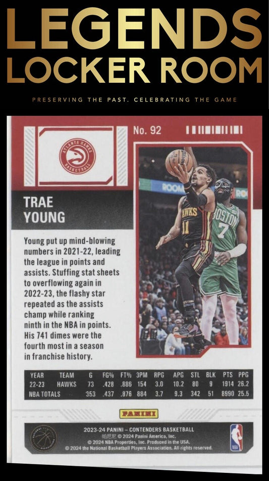 2023-24 Panini Contenders #92 Trae Young