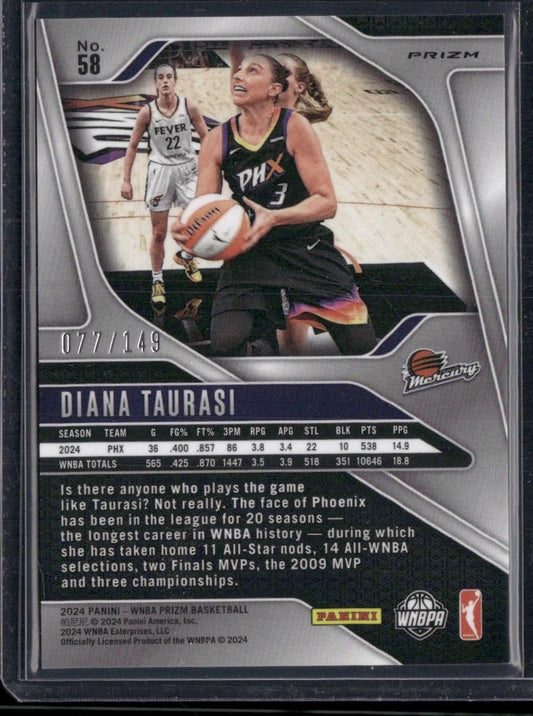 2024 Panini Prizm WNBA #58 Diana Taurasi Purple Prizms #/149