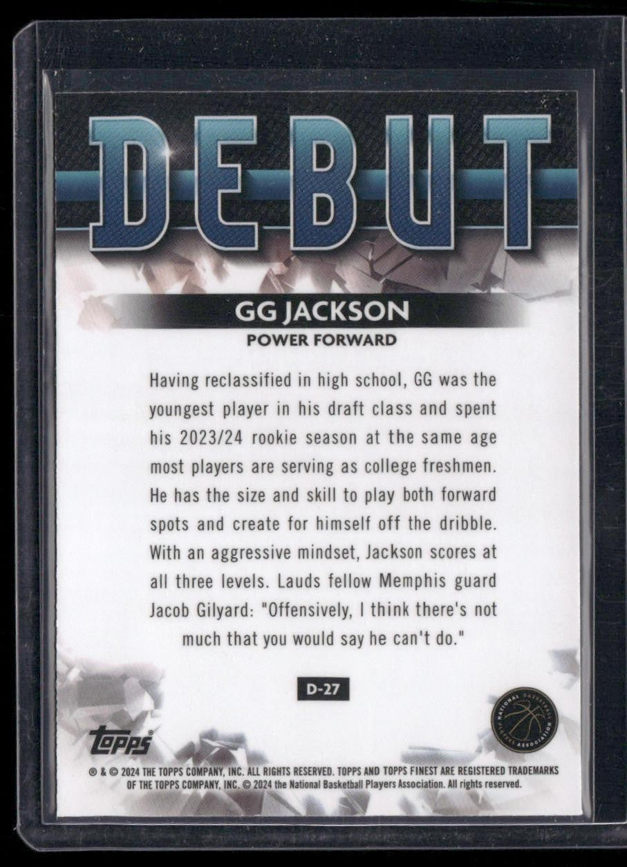 2023-24 Finest #D-27 GG Jackson Debut Purple Checkerboard Refractors #/125