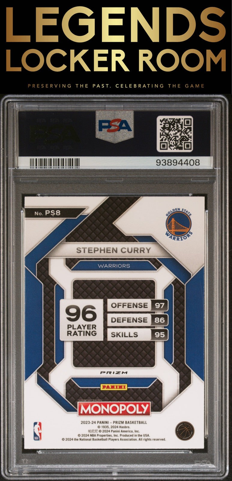 2023 Panini Prizm Monopoly All-Star Stephen Curry Monopoly Man PSA 10
